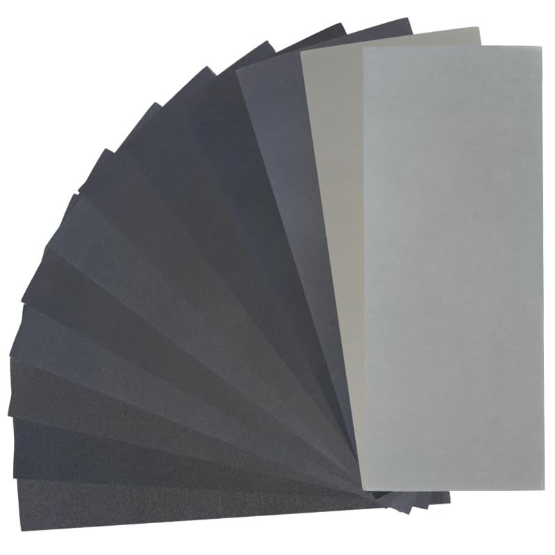 24pcs Papel de Lija Humedo y Seco 12 Granulos Para Madera y Metal Variados