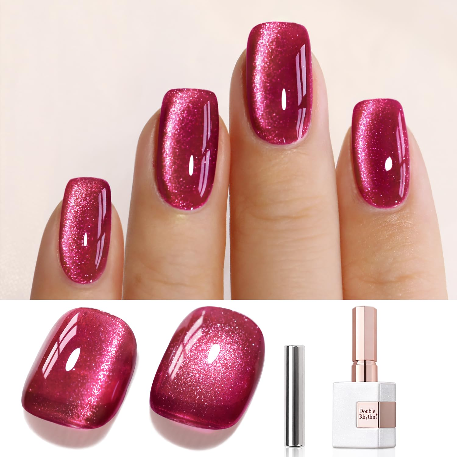 0.5 OZ Cat Eye Gel Polish with Magnet 15ML Holographic Glitter Shimmer Translucent Jelly Color Magnetic Nail Polish Salon DIY at Home (MC1077)