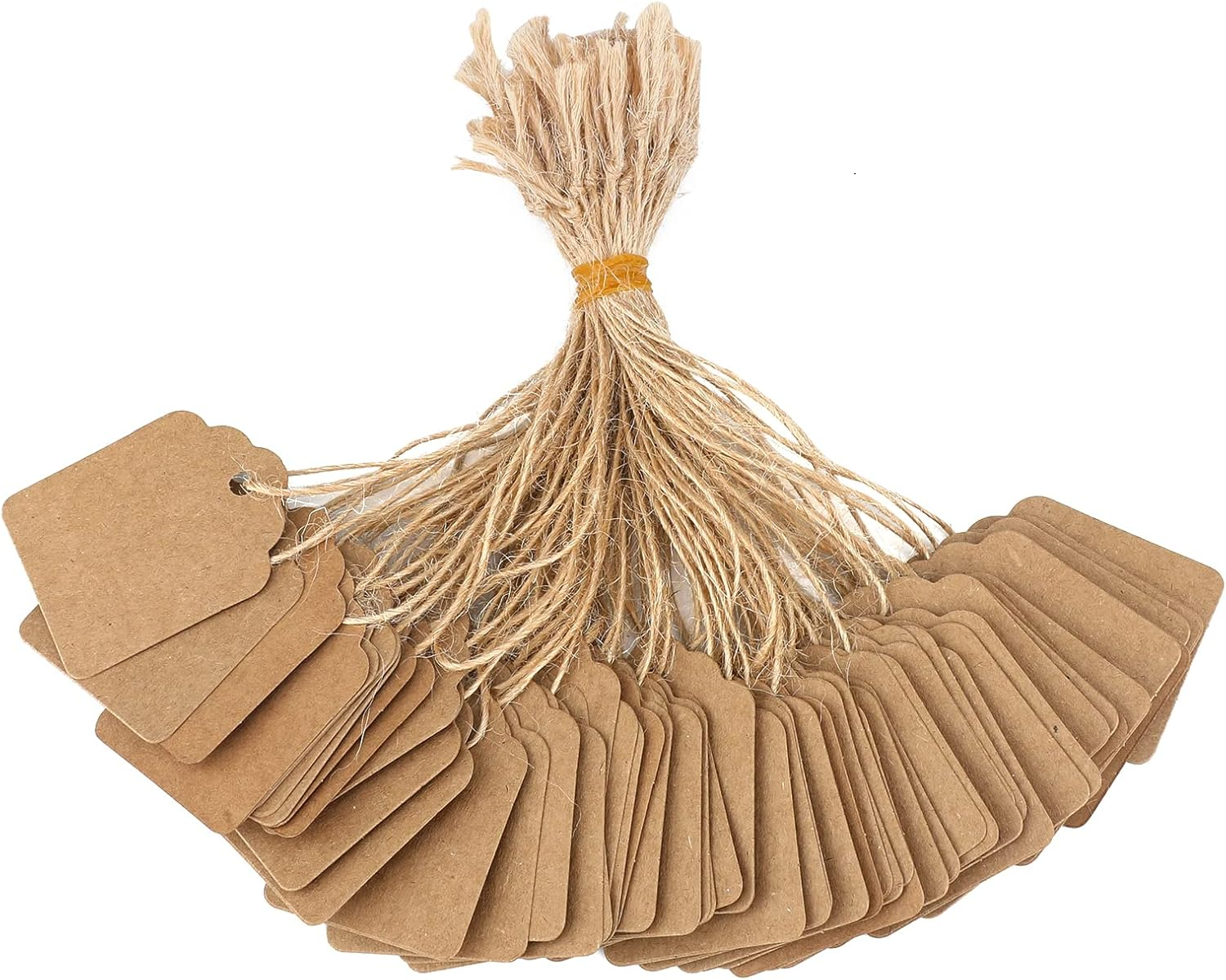 500Pcs Blank Tags with String, Brown Price Tags, 1.8x1.4Inch Kraft Paper Hangingtag for Small Business, Clothes Tag for Selling, Small Retail Marking Label, Writable Sales Tag for Jewelry