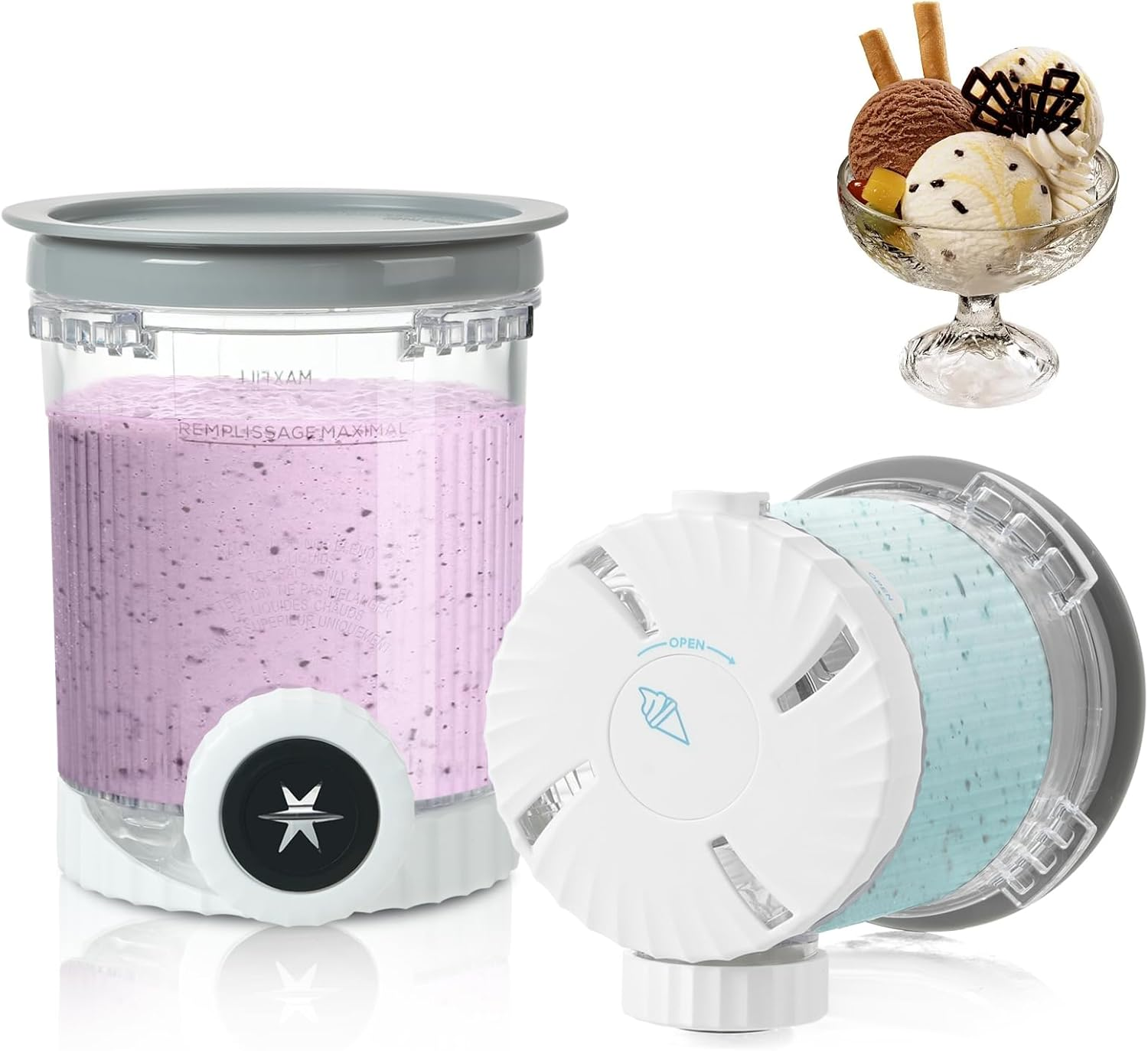 2 Pack Pint Containers Replacement for Ninja Swirl Ice Cream & Soft Serve Makers, 16Oz Creami Swirl Pints and Lids Compatible with NC700 NC701 Series, Bpa-Free & Dishwasher Safe