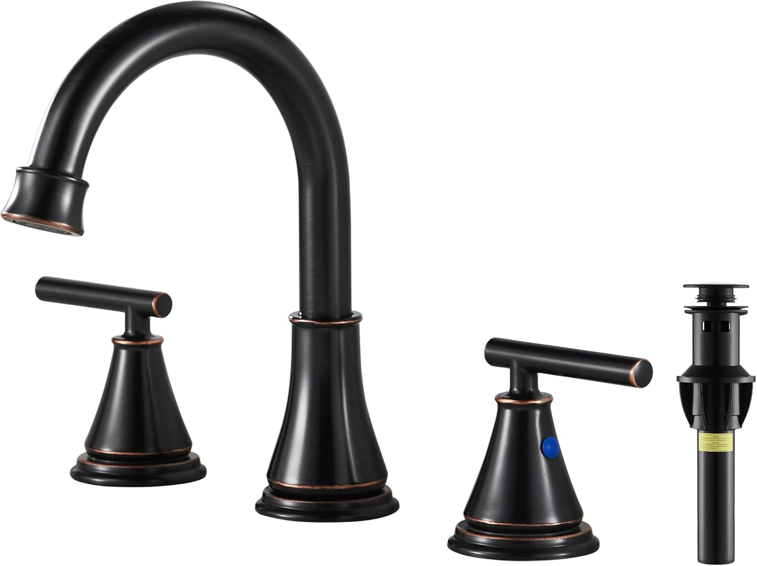 Bathroom Sink Faucet 3 Hole, Oil Rubbed Bronze Bathroom Vanity Faucet for Lavatory Sink with Pop-Up Drain, 8 Inch Widespread, 2 Handle Basin