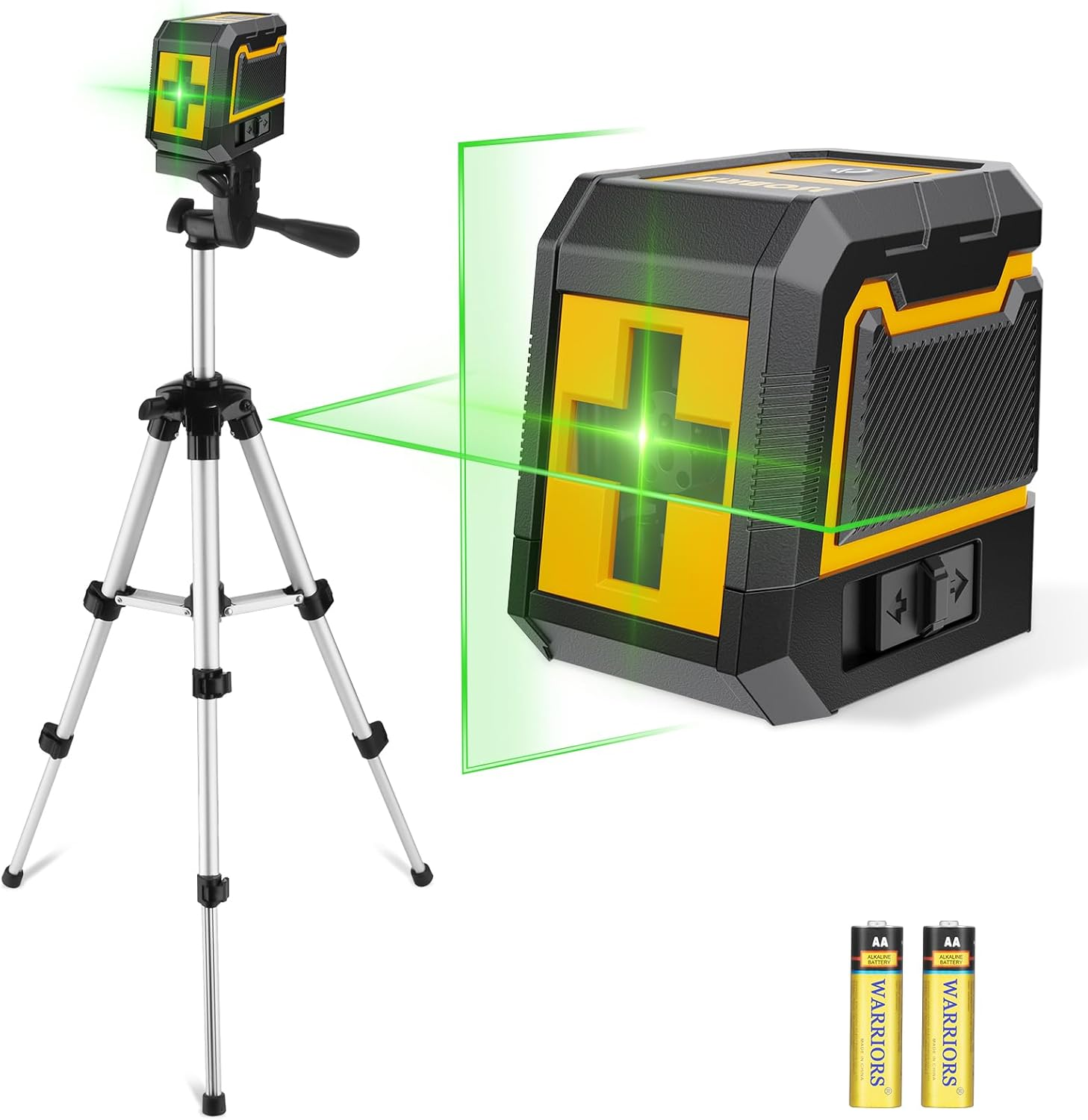 Green Cross Line Laser Level with Tripod Self-Leveling Tool w/ Battery
