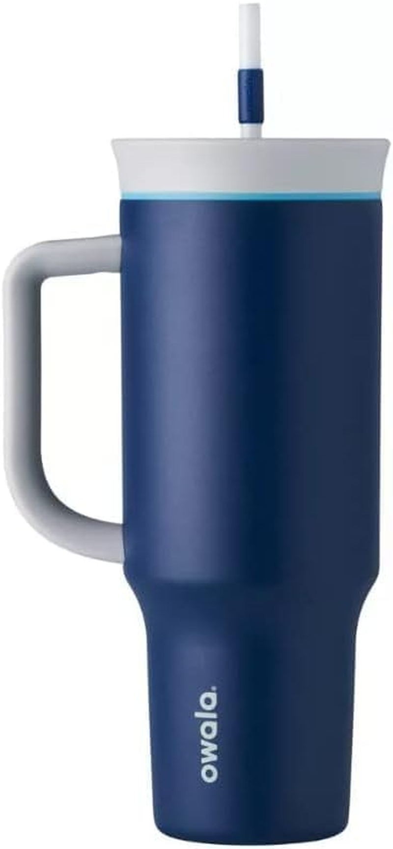Stainless Steel Triple Layer Insulated Travel Tumbler with Spill Resistant Lid, Straw, and Carry Handle, BPA Free, 40 Oz, Dark Blue (Saltwater Starfish)
