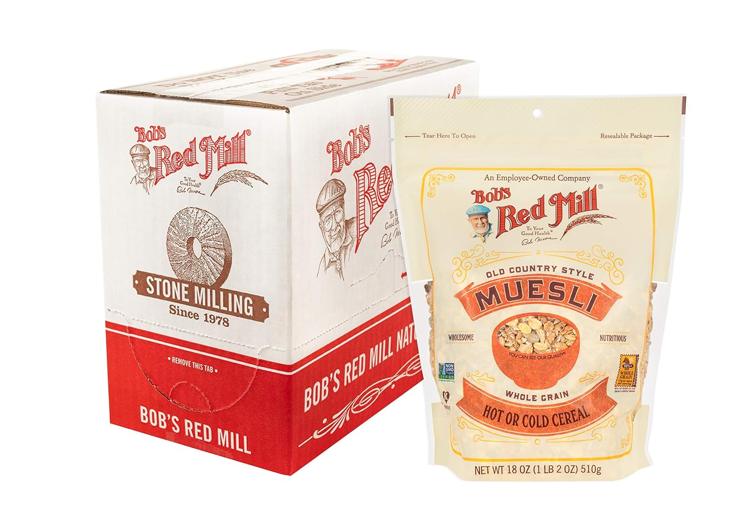 Old Country Style Muesli, 18Oz (Pack of 4) - Non GMO, Whole Grain, Vegan, Kosher