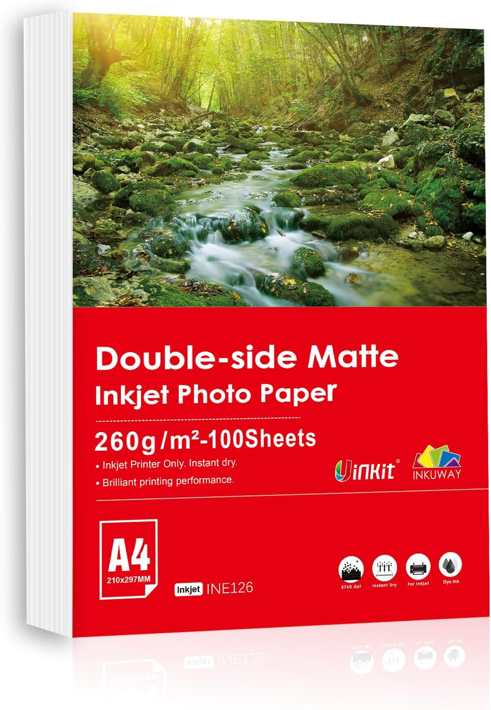 INKUWAY 260gsm Thick Double Sided Matte Photo Paper Inkjet A4 100sheets Matt ... - Picture 2 of 16
