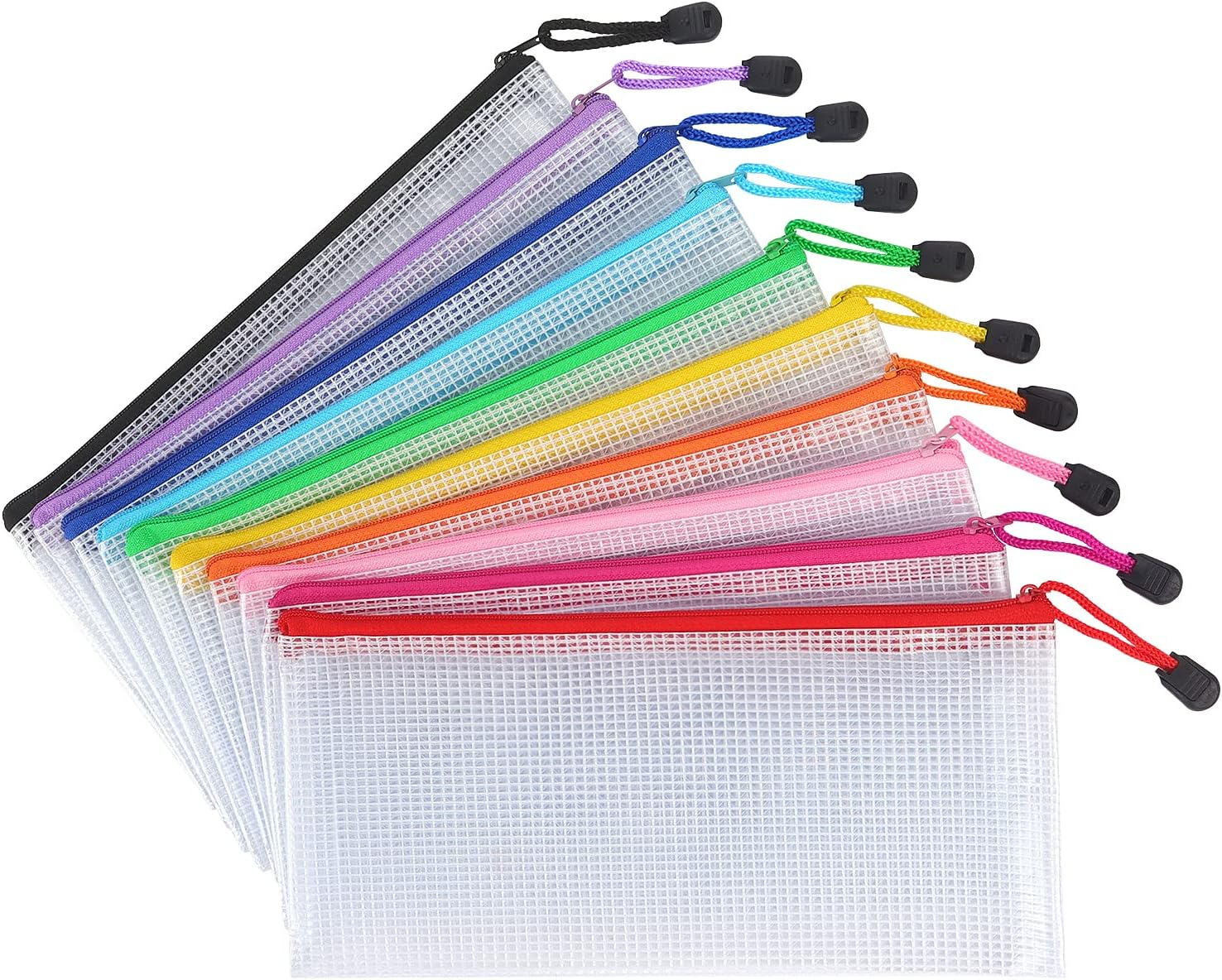 Tamaki 10 Pack Mesh Zipper Pouch Document Waterproof Zip File Bags