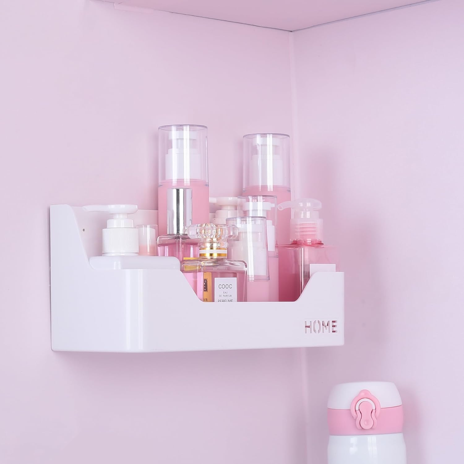 Bedside Shelf,Small Plastic Wall Mounted Adhesive Storage Caddy Shelf Organizer Accessory for Cell Phone,Reading Glasses,Remote Control,Earphone | Great for Home,Office,Dorm (Box Type)