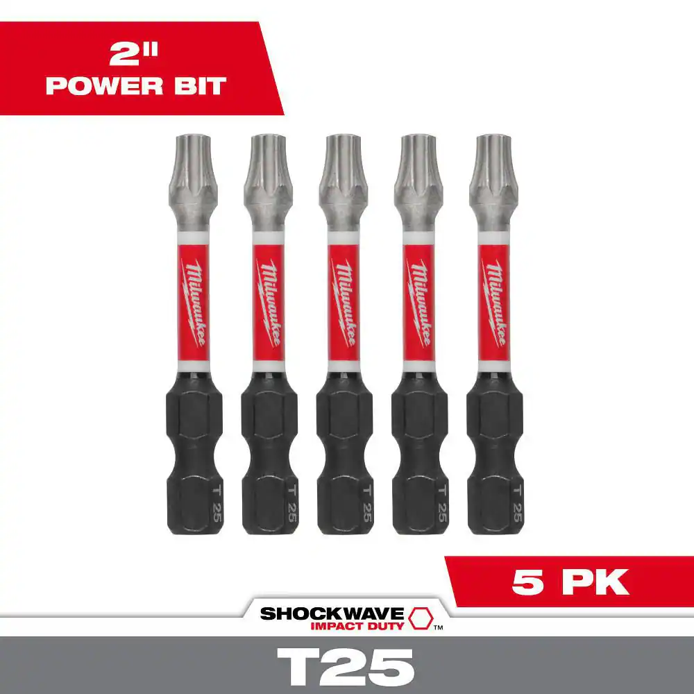 SHOCKWAVE Impact Duty 2 In. T25 Torx Alloy Steel Screw Driver Bit (5-Pack)