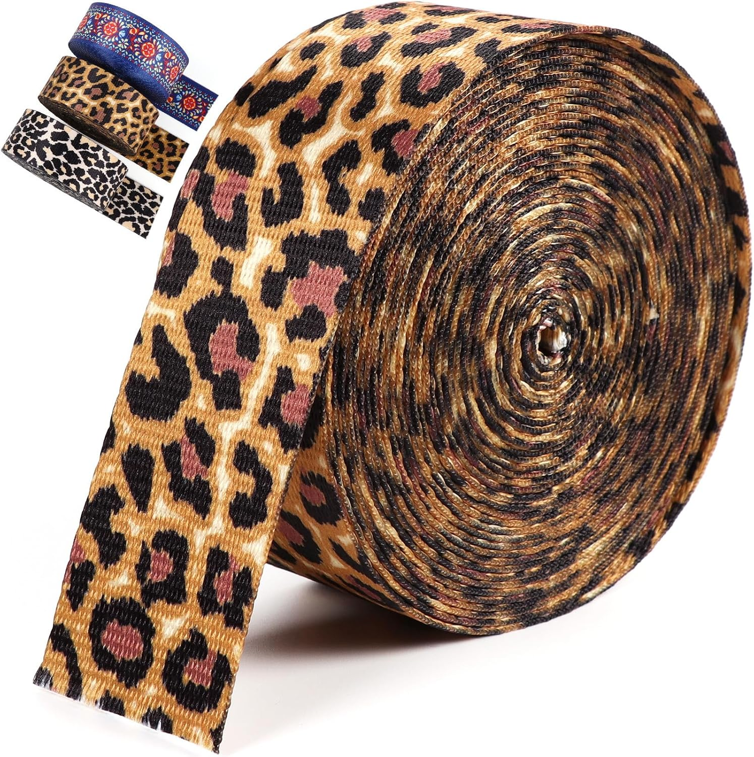 Leopard Print Webbing Straps - 1.5 Inch, 6 Yards - Heavy Cotton, 1 1/2