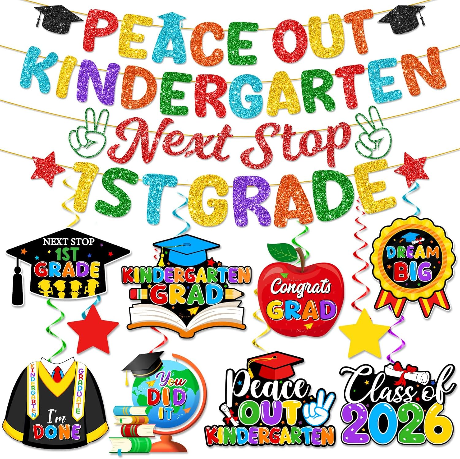 2026 Kindergarten Graduation Decorations Peace Out Banner Kindergarten Grad Hanging