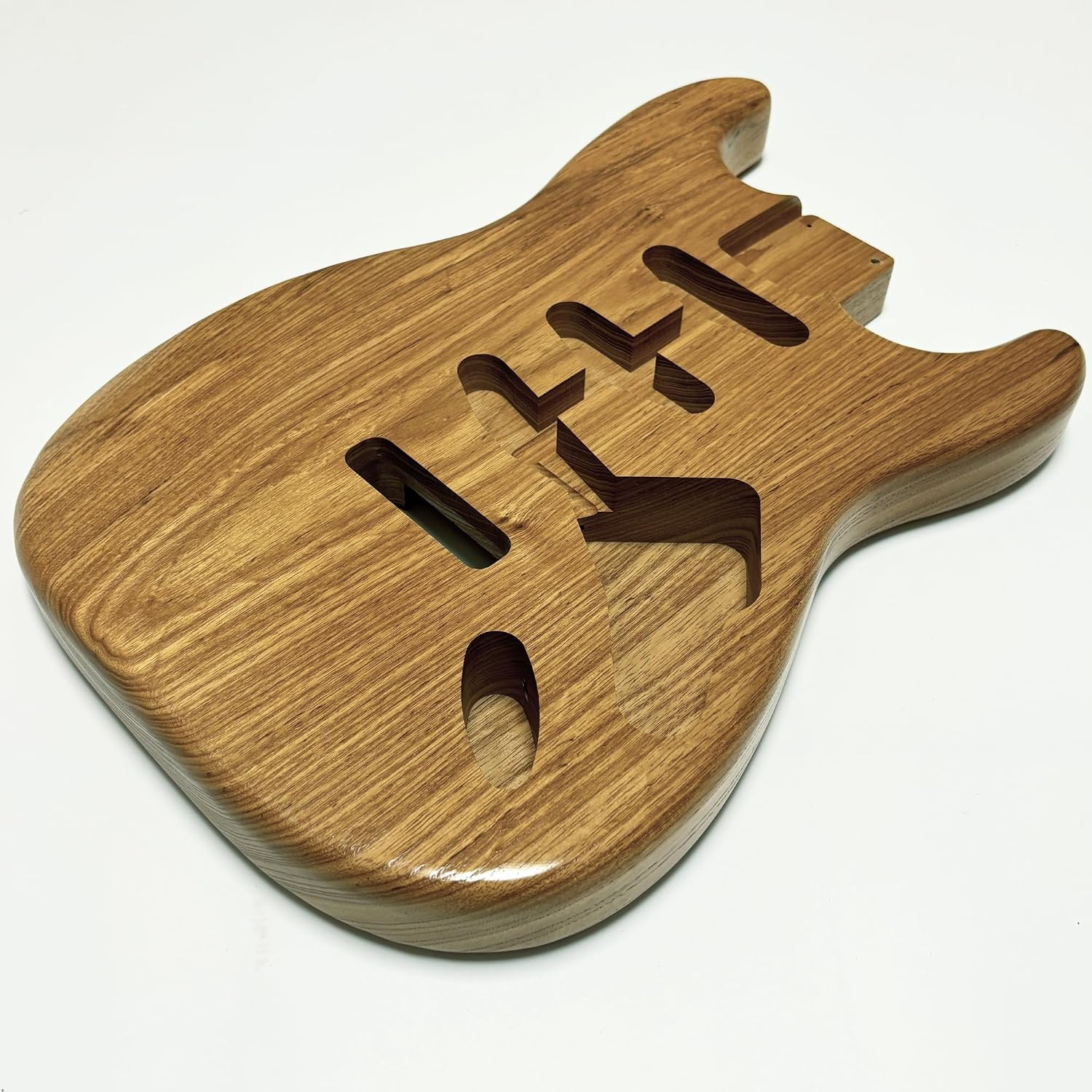 3.75lb Roasted Swamp Ash Strat Guitar Body, 1Pcs S-S-S Electric Guitar Body with Nitrocellulose Lacquer for Stratocaster Guitar Part Replacement (Natural 1-Pieces)