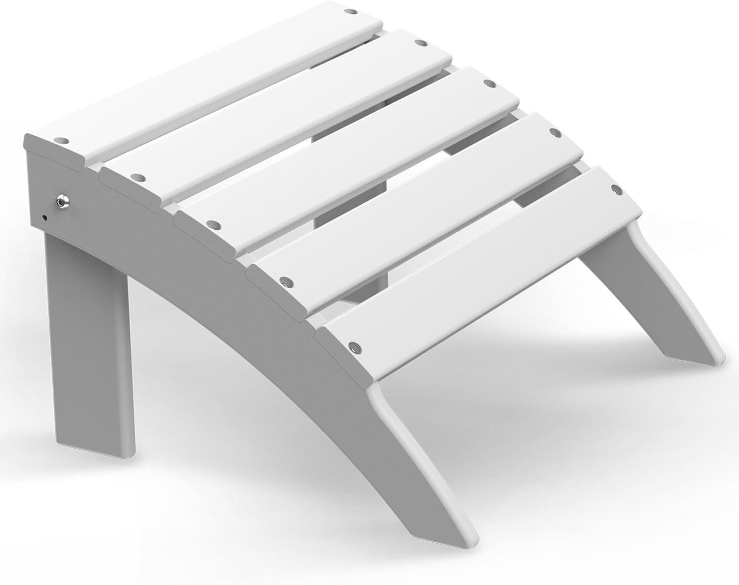 Folding Adirondack Ottoman, HDPE Weather Resistant Adirondack Chair Footrest, Plastic Footstool for Patio Backyard Outdoor Poolside Porch Deck Lawn Indoor, White, 19.7W X 18.5L X 13H Inch
