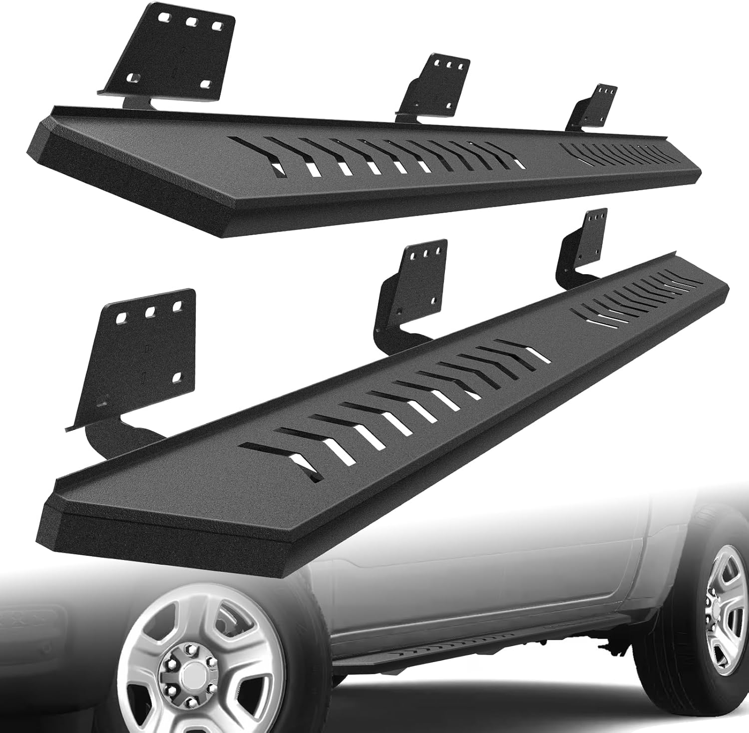 Running Boards Side Steps Compatible with Dodge Ram 1500 New Body Crew Cab 2019-2025 2026, 6 Inches Carbon Steel Textured Black Side Steps(Do Not Fit 2019-2025 Ram1500 Classic)