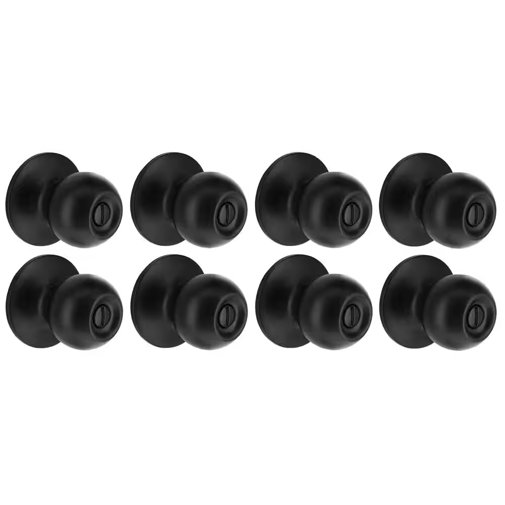 Saturn Matte Black Bed/Bath Door Knob (8-Pack)