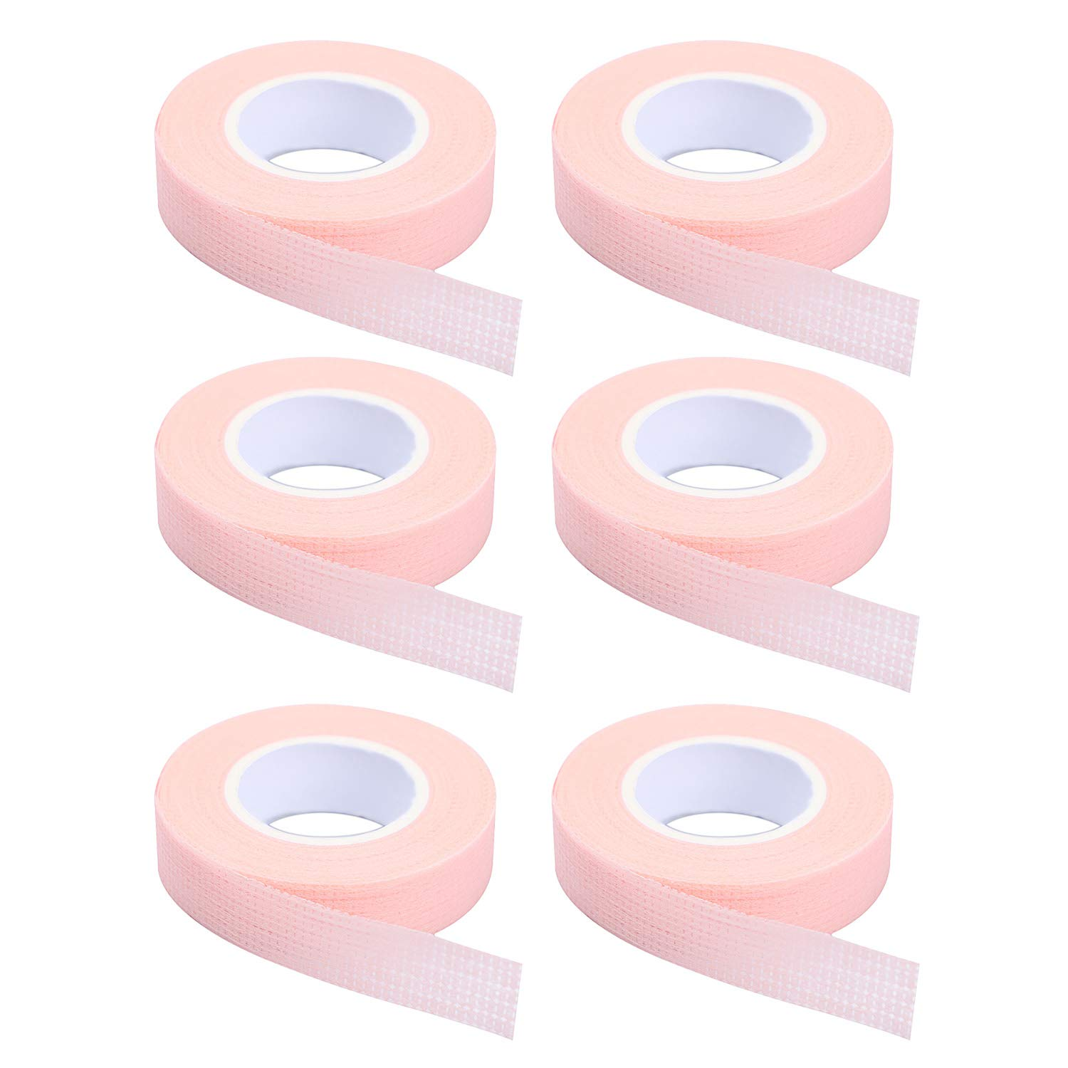 6 Rolls Eyelash Tape,Adhesive Fabric Eyelash Extension Tape,Breathable Micropore Fabric Tape for Eyelash Extension Supplies,9 M/10 Yard Each Roll (Pink)