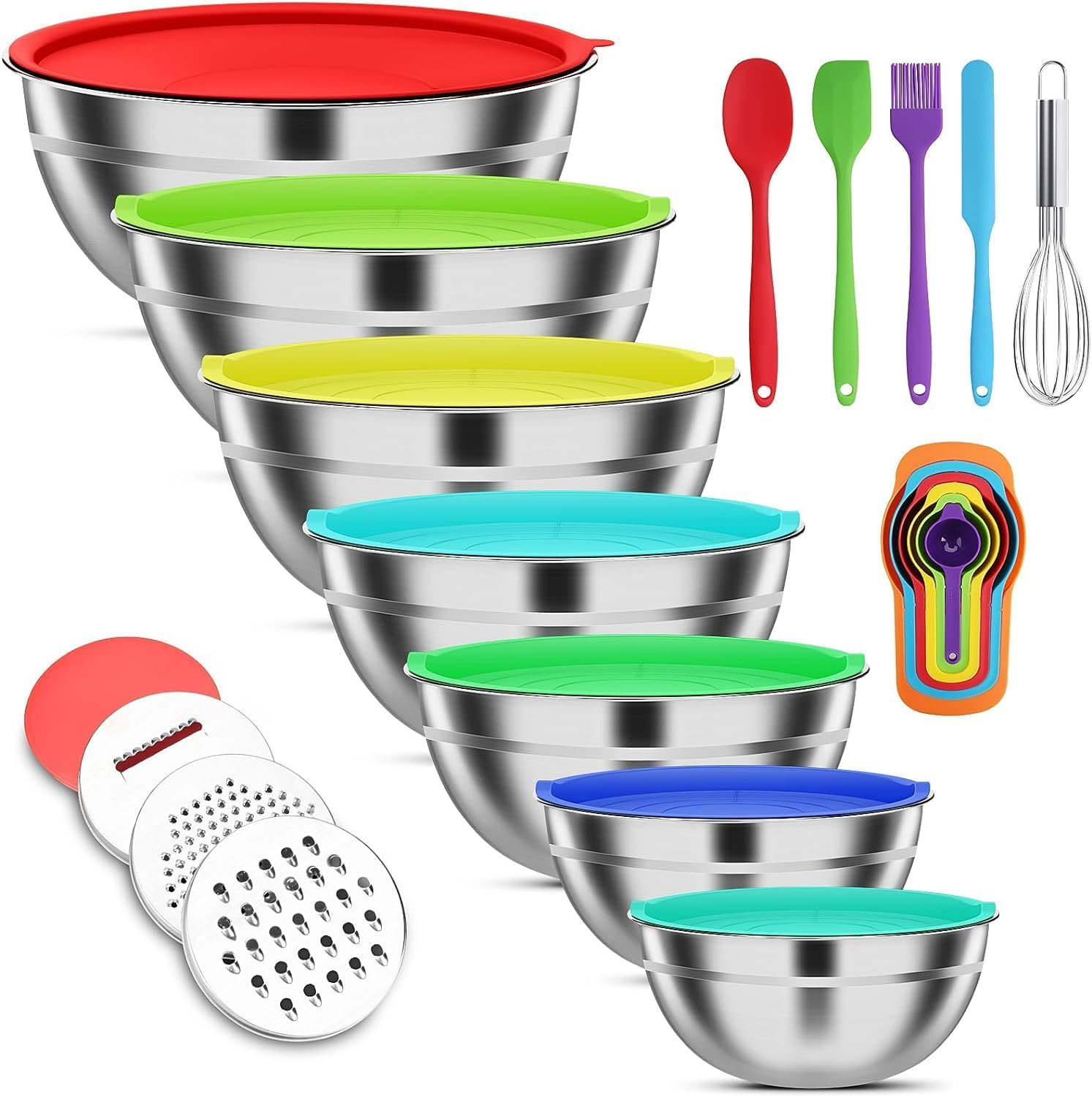Mixing Bowls with Lids Set, 7 PCS Stainless Steel Mixing Bowls 