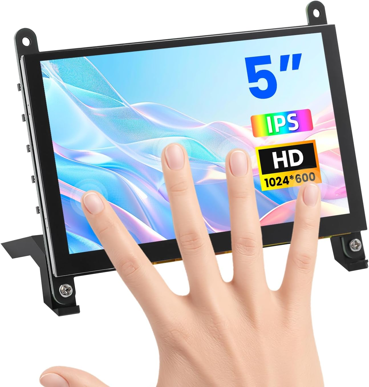 5 Inch Touchscreen Monitor for Raspberry Pi 5/4/3, 1024 X 600 IPS Display with 5-Point Touch Capacitive Screen, Plug and Play, Compatible with Raspberry Pi 5/4/3, Banana Pi, Jetson Nano