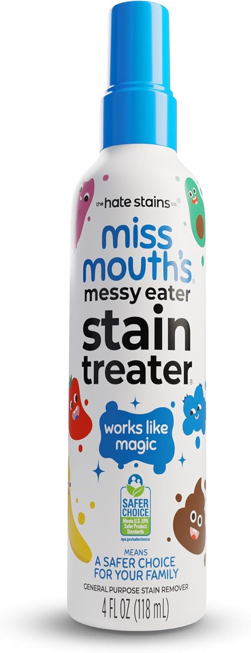 Messy Eater Stain Treater Spray 4Oz Stain Remover Newborn & Baby Essentials No Dry Cleaning Food Grease Coffee off Laundry Underwear Fabric