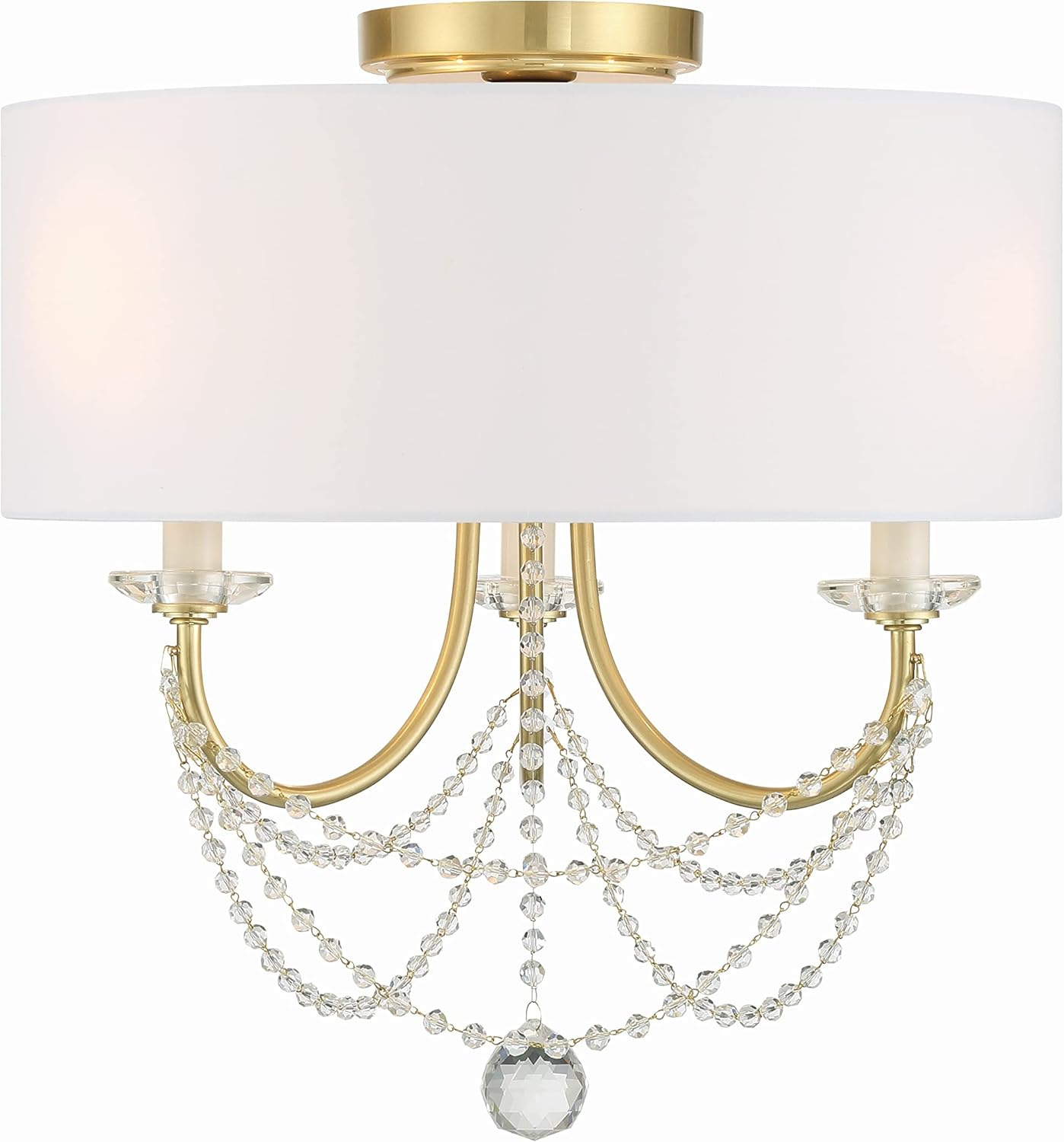 Delilah 3-Light Semi Flush Mount in Aged Brass by