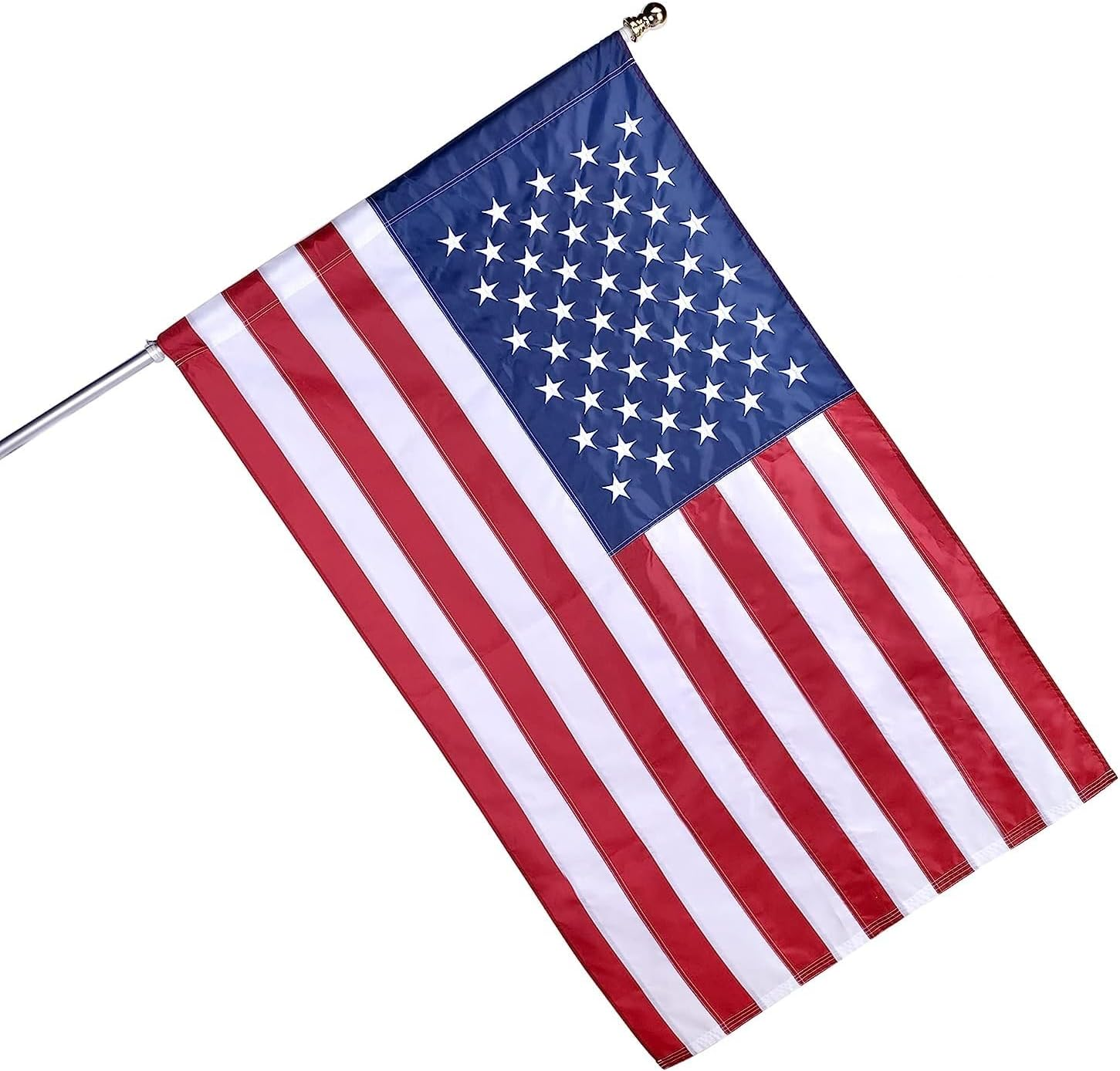 American Flag Pole Sleeve (No Grommets)-American Flags for outside 3X5 FT, Embroidered Stars, Sewn Stripes, UV Protected, American Flag Banner
