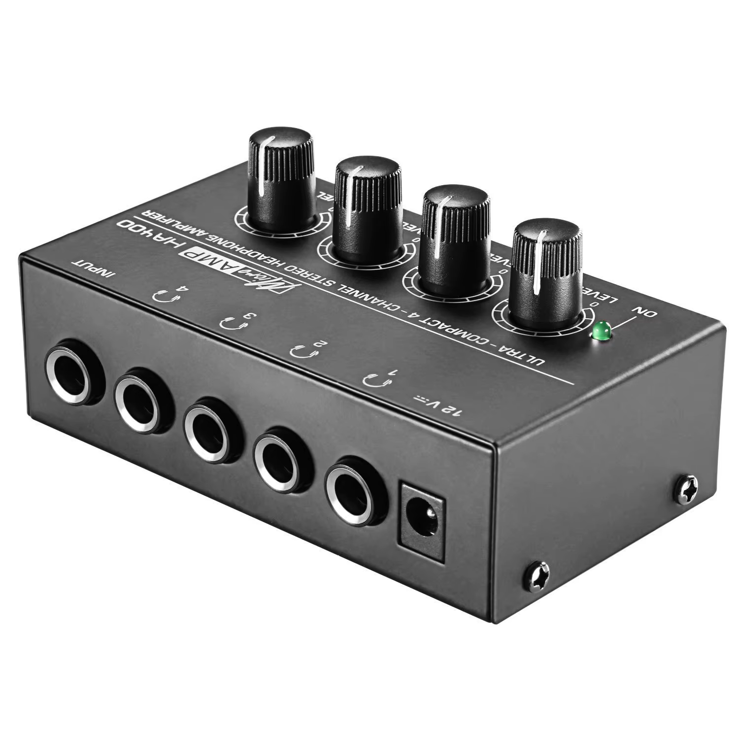 HA400 Mini Amplifier Headphone Amplifier 4 Channels Ultra-Compact Stereo Audio Amplifier Earphone Amplifier With Power Adapter