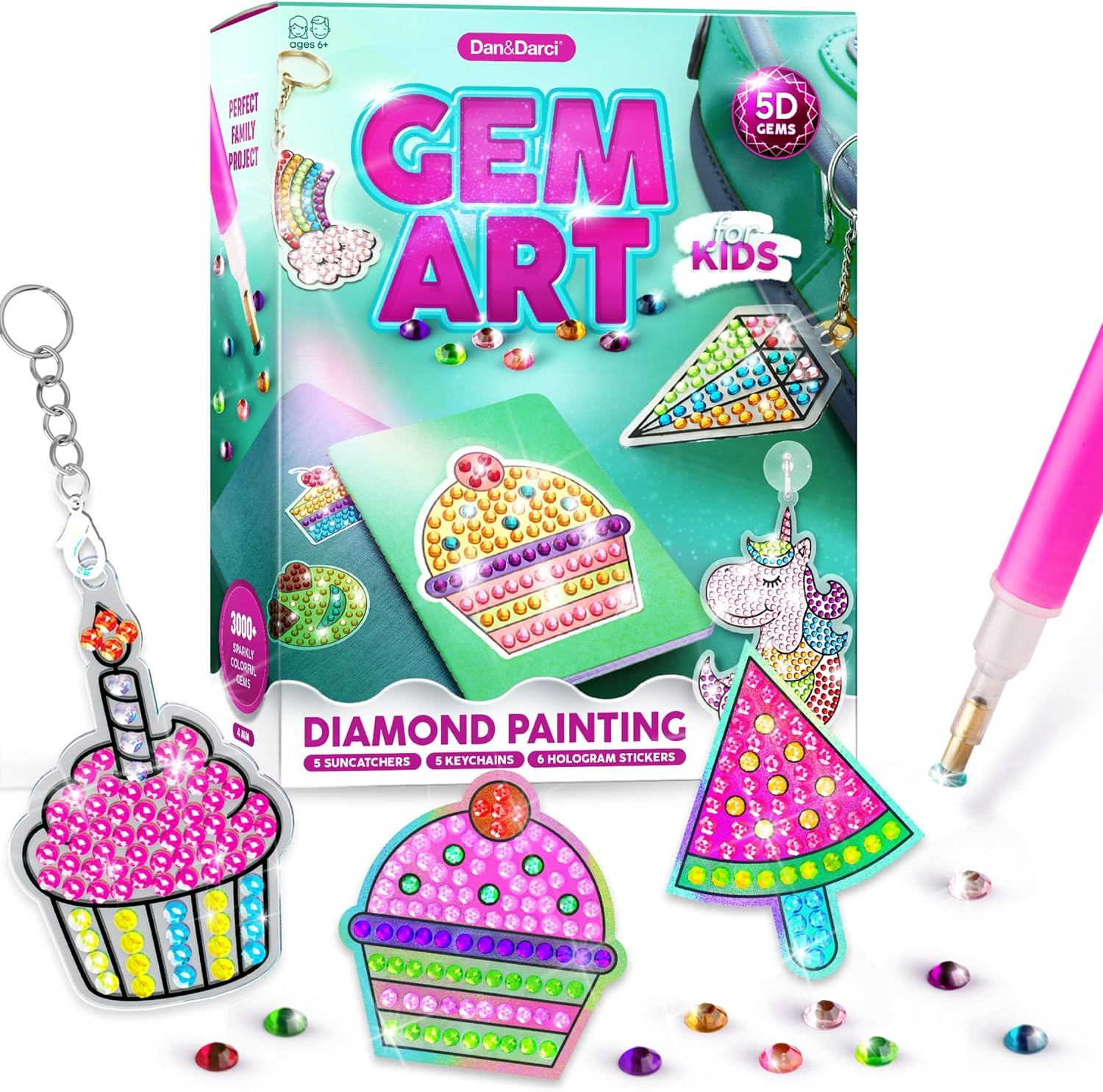 Gem Diamond Painting Kit for Kids - Arts and Crafts for Girls & Boys Ages 6-12 - Craft Kits Art Set - Supplies for Painting - Best Tween Paint Easter Gift Ideas for Kids Activities Age 6 7 8 9 10
