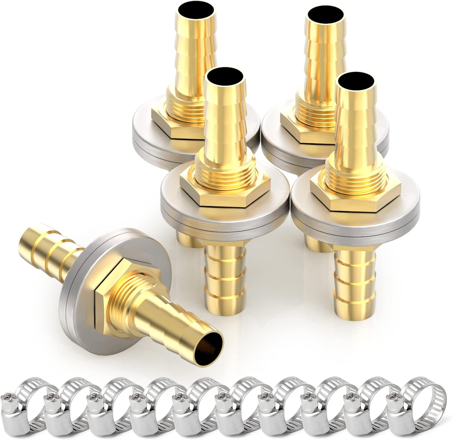 10PCS Brass Hose Barb Thru-Bulk Bulkhead Fitting 3/16