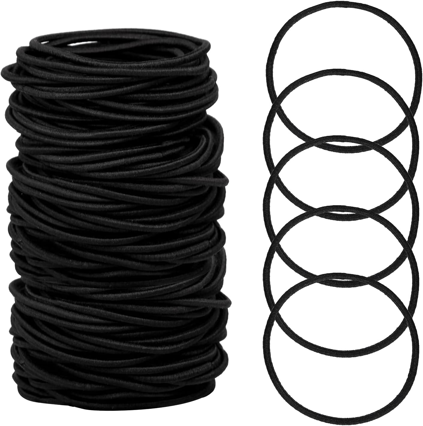 100Pcs Black Elastic Hair Bands, Small Hair Bobbles for Women, 2Mm Thin Hair Tie for Kids, Soft Hair Bands Withou Metal, Elastic Ponytail Holder
