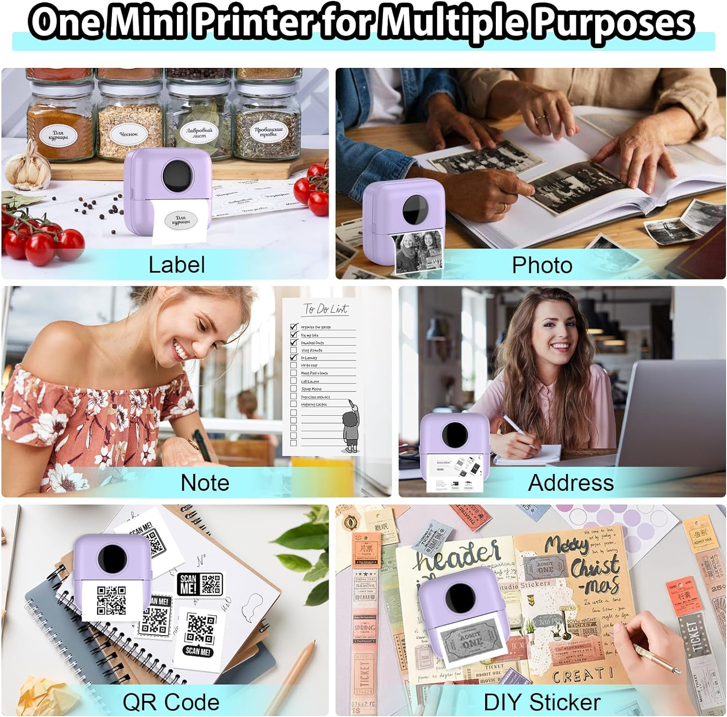 HuiJuKeJi Mini Sticker Printer Bluetooth Smart Pocket Inkless Thermal Printer... - Picture 6 of 14