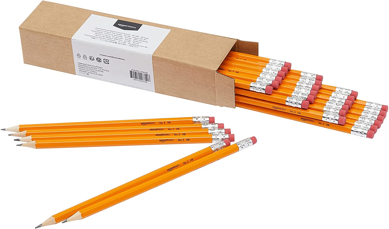 Woodcased Classroom 2Pencils with Erasers,Pre-Sharpened,HB Lead,Value Pack of 30 Count,Orange