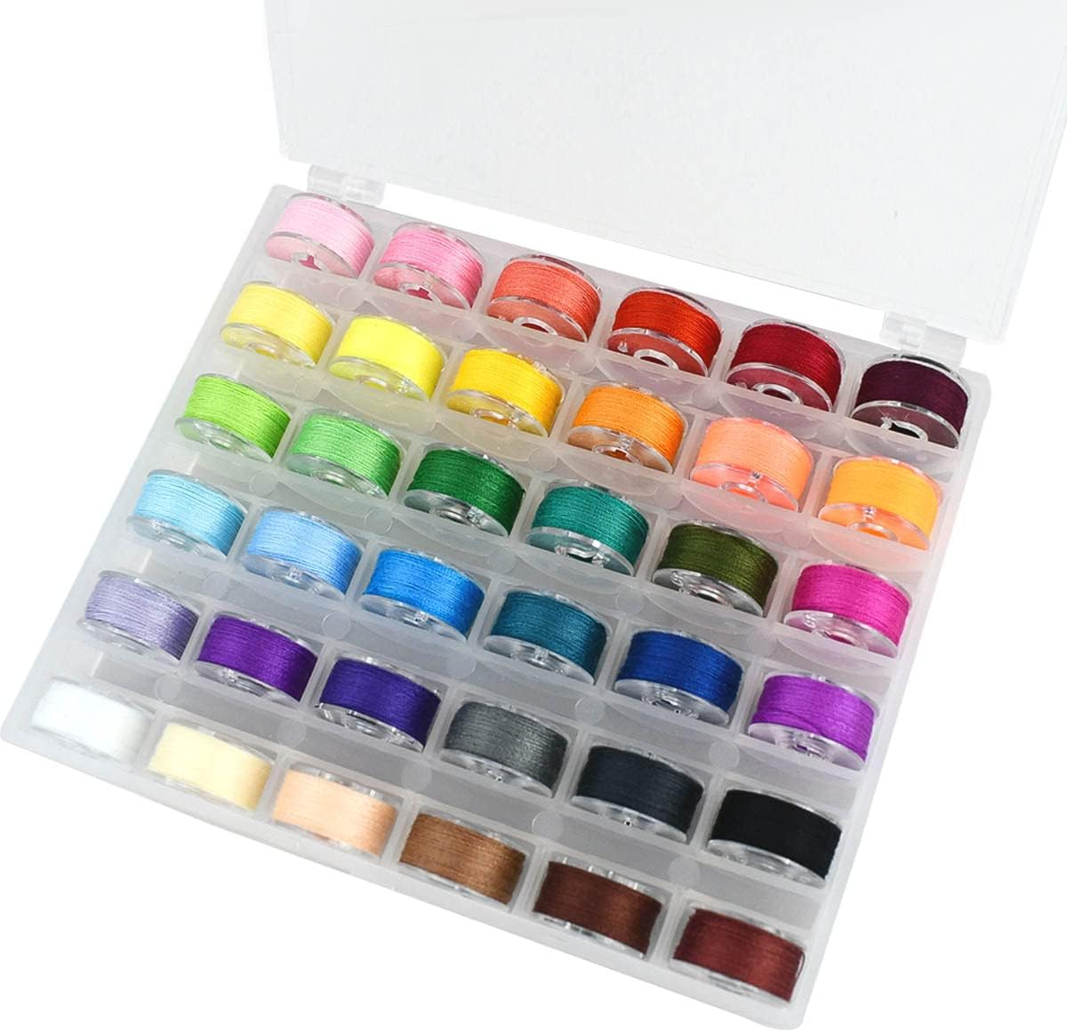 36 Pcs Bobbins and Sewing Threads Prewound Bobbin Thread with Storage Plastic Case Assorted Colors Sewing Thread Set for Brother Babylock Singer Janome Embroidery and Sewing Machine Polyester Thread