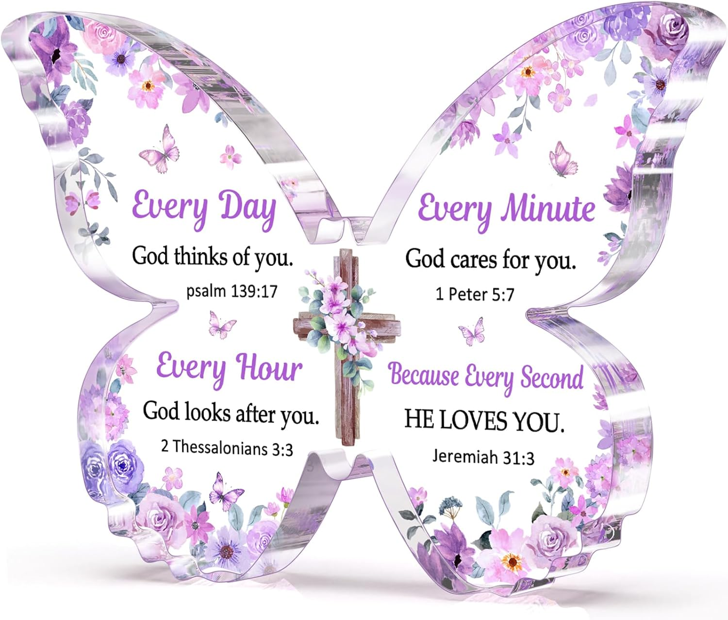 Christian Gifts for Women Faith, Butterfly Acrylic Plaque Sign, Christian Christmas Gifts for Women on Mothers Day Birthday, Spiritual Present for Female Friend Family, 5X3.8X0.5 Inch - Purple