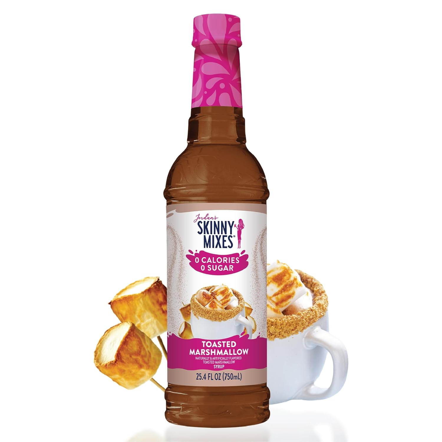 Jordan’S Skinny Mixes Sugar Free Coffee Syrup, Toasted Marshmallow Coffee Flavoring Syrup, Zero Calorie Drink Mix, Lattes, Baking, Protein Shake or Cocktail, Dairy & Gluten Free, Kosher, 25.4 Fl Oz