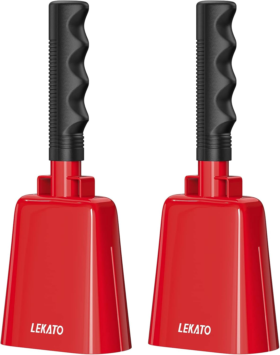 8 Inch Steel Cow Bell with Handle, 2-Pack Noise Makers Cowbell for Sport Events Cheering Hand Bell for Football Games,Party, Concert, Graduations, School, Farm Ranch(Red)