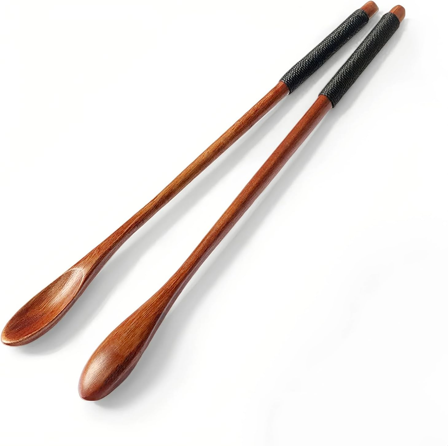 2 Pack Wooden Coffee Spoons - 7.7 Inches Long Handle Stirring Spoons for Coff...