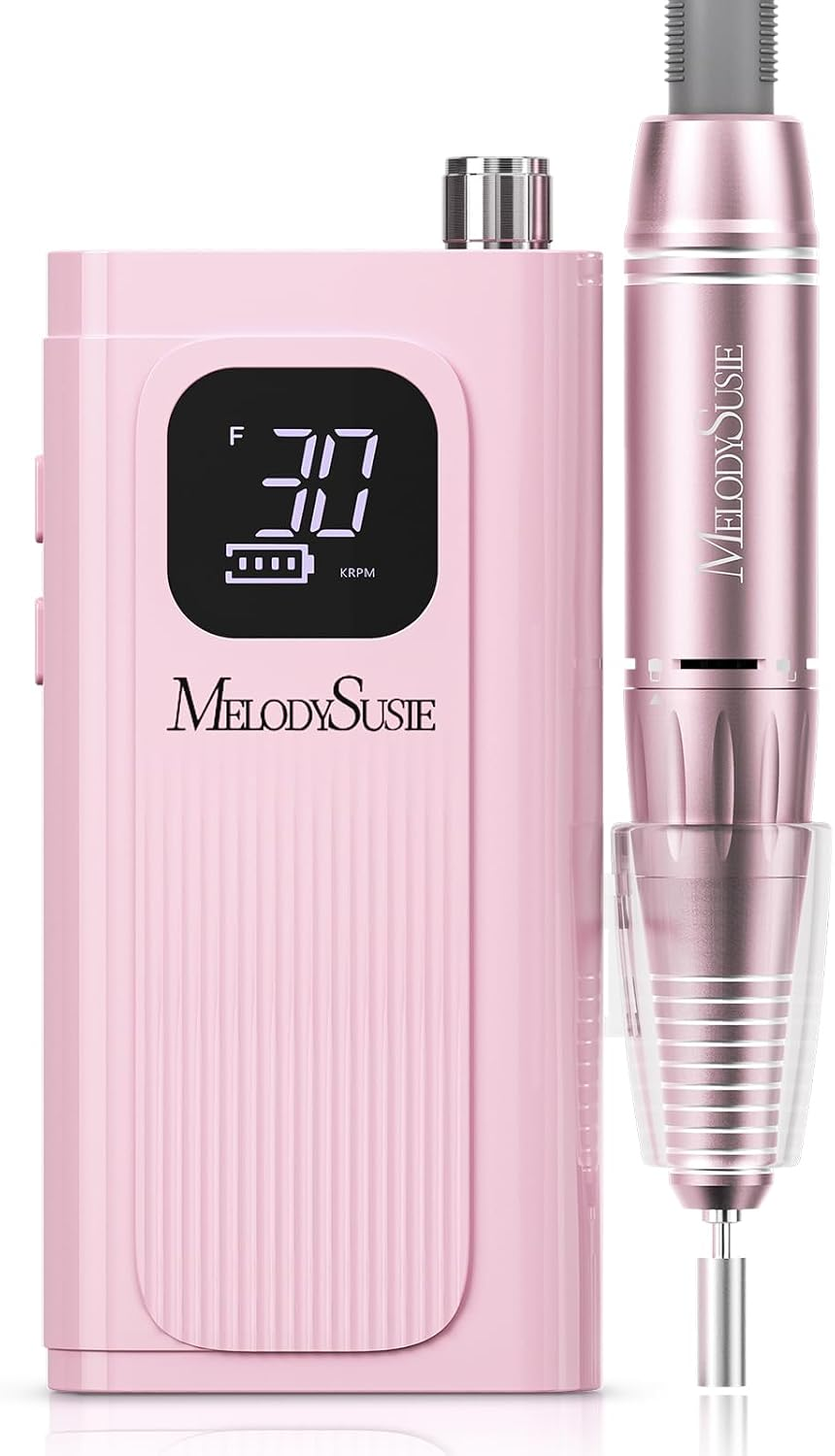 Entry-Level Clip-On Cordless Nail Drill, SC300F 30000RPM Nail File with LCD Display for All Manicure Shaping & Gel Removal, Ideal for Training, Nail Art Practice & Home Use, Pink