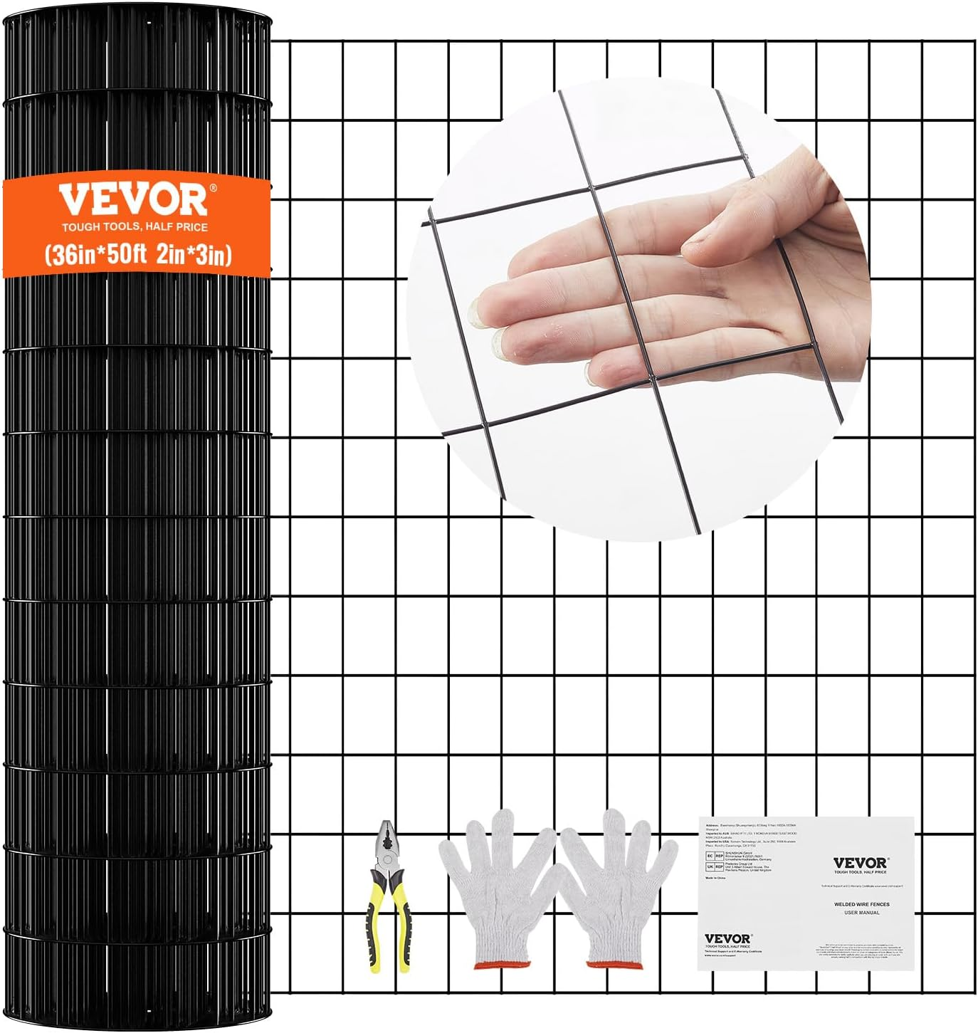 Hardware Cloth, 36'' x 50' Galvanized Wire Mesh Roll, 16 Gauge Chicken Wire Fence Roll, Vinyl Coating Metal Wire Mesh for Chicken Coop Barrier, Rabbit Snake Fences, Poultry Enclosures