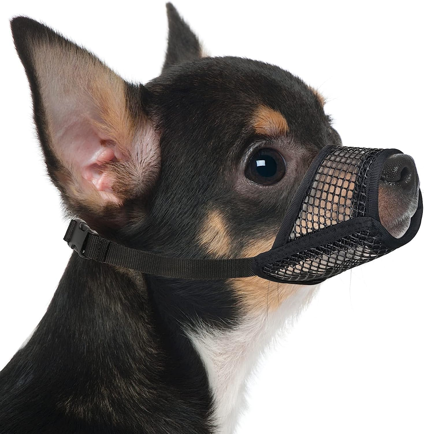 Dog Muzzle, Soft Mesh Muzzles for Small Medium Large Dogs Chihuahua Poodle Husky Labrador Retriever, Breathable Dog Mouth Guard for Biting Chewing Grooming, Allow Panting Drinking(Xs, Black)