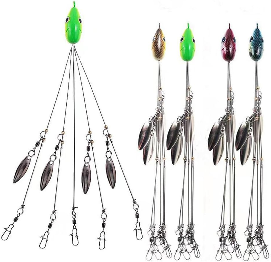 4Pack Premium18G 5 Arm Alabama Rig Head Umbrella Fishing Group Lures Bass Swimming Baits(Multicolor)