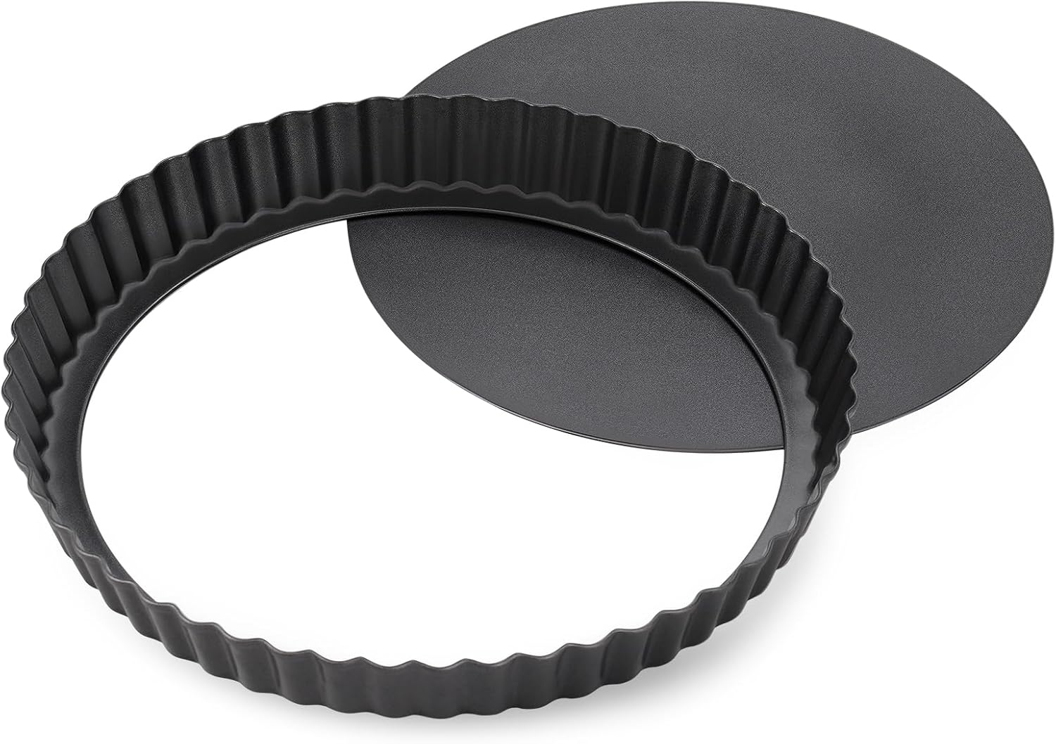 Tart Pan Removable Bottom - 8.6 Inch Non-Stick Carbon Steel Pie Pan fo...