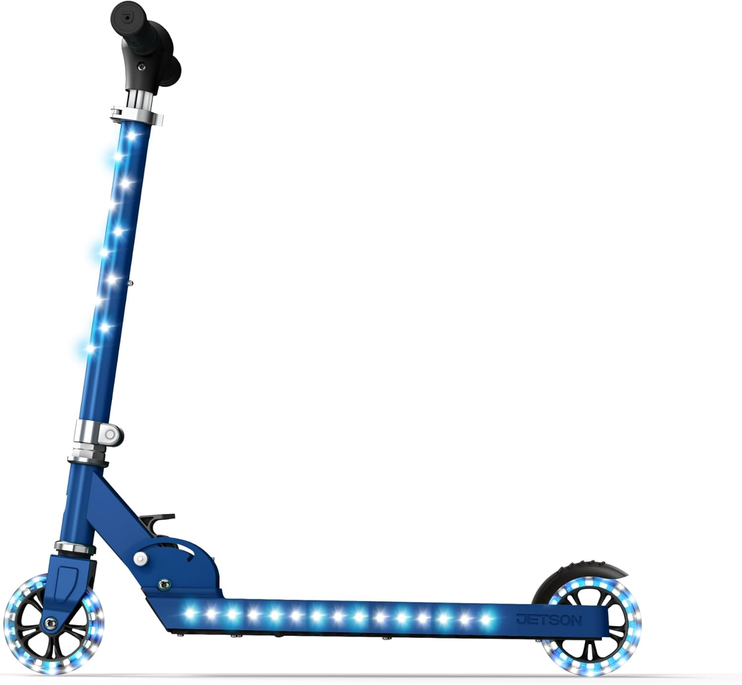 Jetson Jupiter Kids 2-Wheel Light-Up Kick Scooter, LED Lights on Handlebar, Stem, Wheels & Deck, Adjustable Handlebar, Rear Brake, Easy-Folding Mechanism, Ages 5+