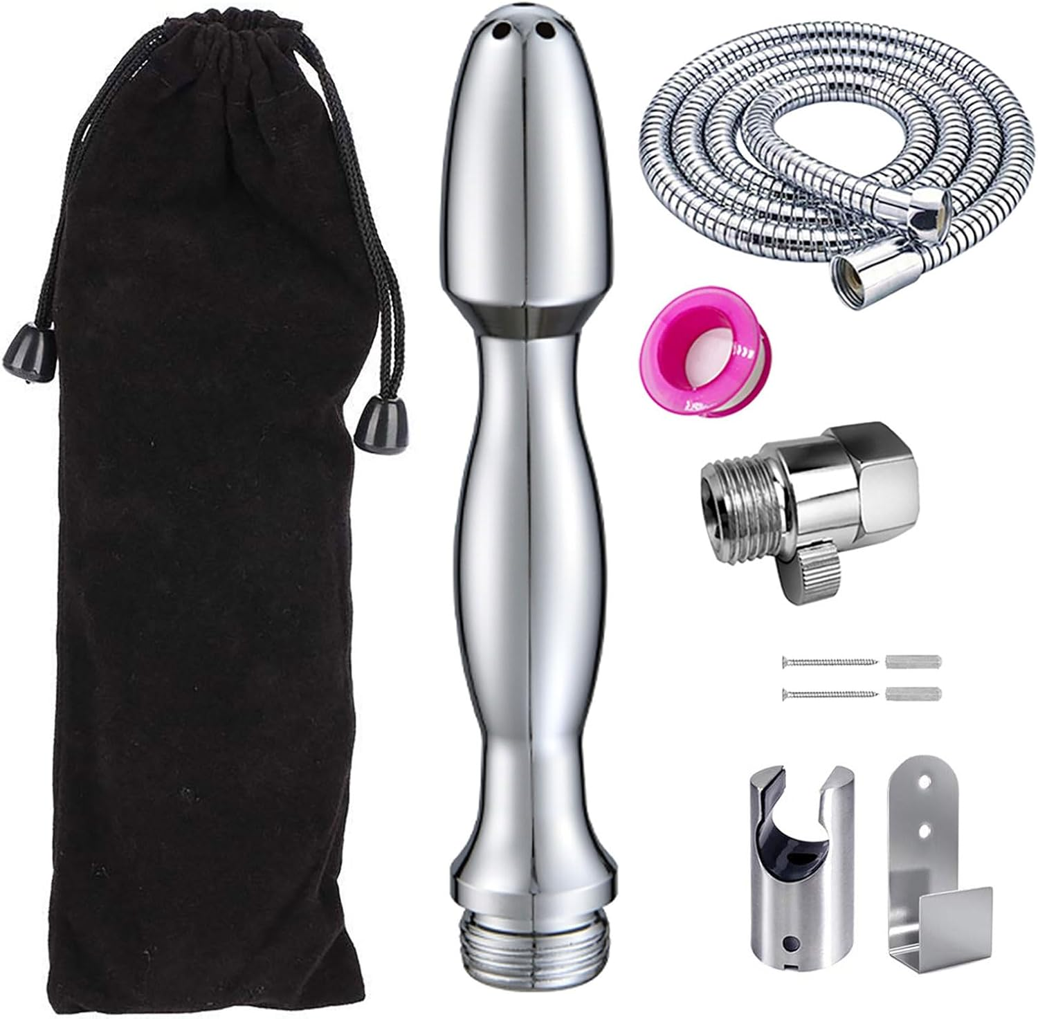 Shower Douche Enema Kit,7 Holes Deep Shower Douche Cleaning System with Hooks