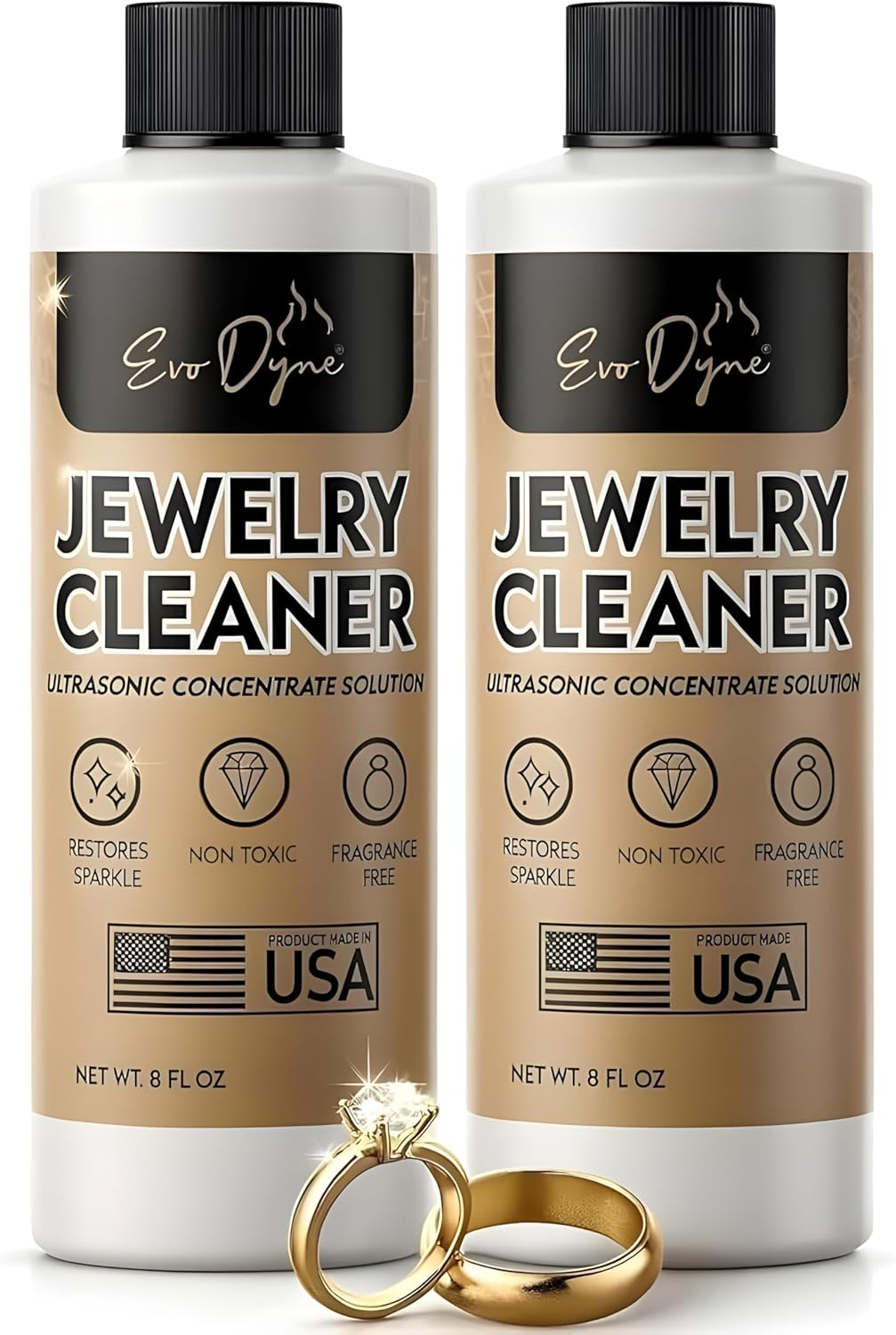 Ultrasonic Jewelry Cleaner Solution (16Oz) Concentrated Jewelry Cleaner for Diamonds, Gold, Silver & More | Compatible with Ultrasonic Machine (S) - Made in USA