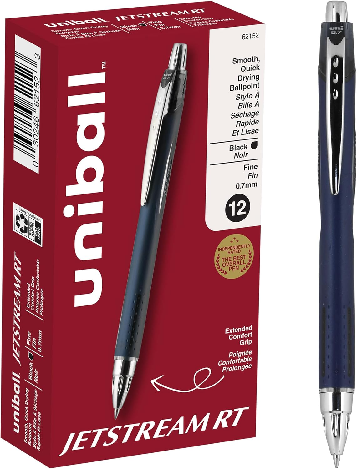 Uni-Ball Jetstream RT 12 Pack, 0.7Mm - Black Ballpoint Pens - Wirecutter Best Pen, School Pens, Ink Pens | Ballpoint Pen, Colored Pens, Fine Point, School Supplies