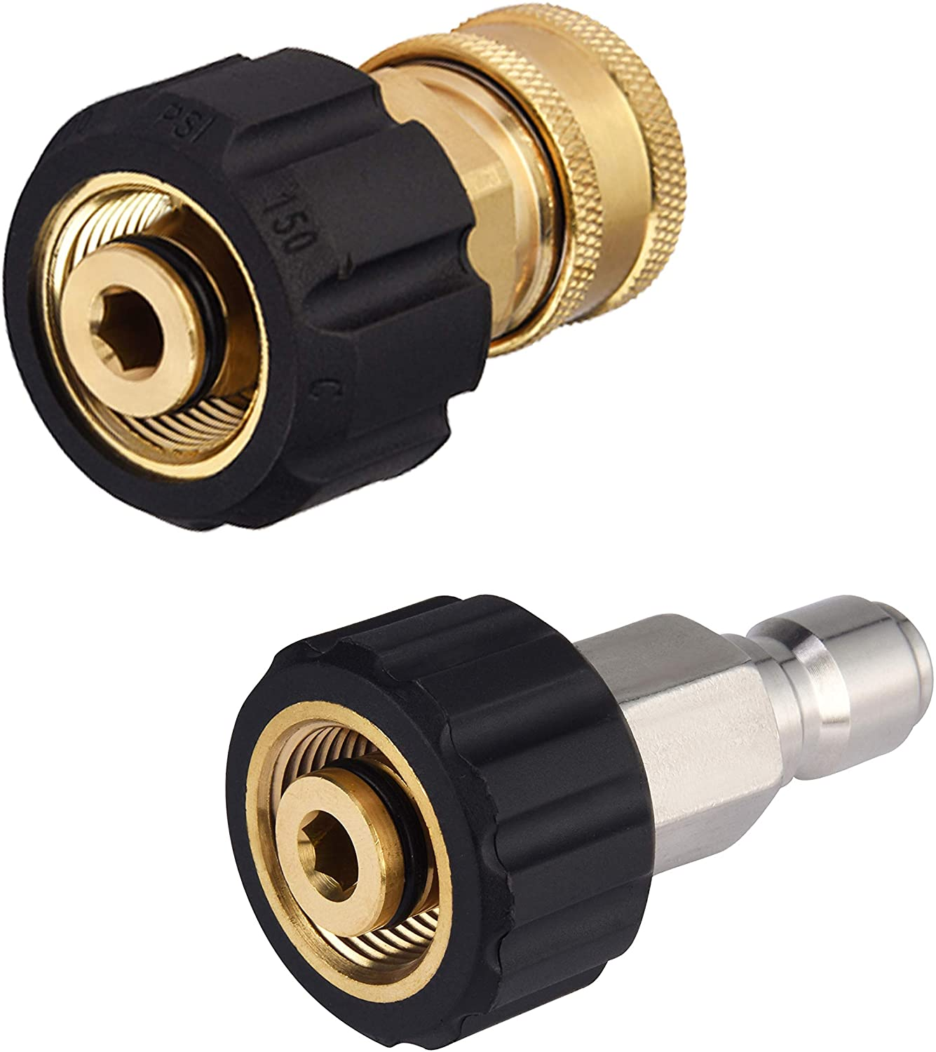 Pressure Washer Hose Adapter Set, M22 to 3/8 Quick Connect for Power Washer Hose, 5000 PSI