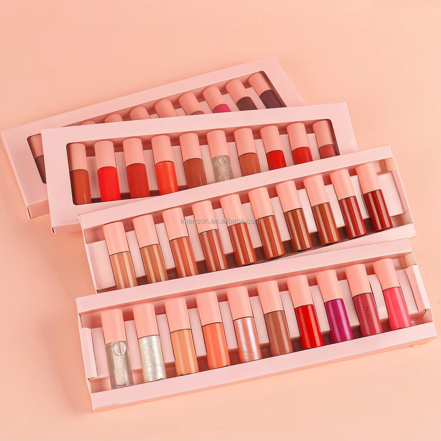 Cute Pink Makeup Sets 10Pc Mini Lip Gloss Kit Waterproof Nude Liquid Lipstick Set