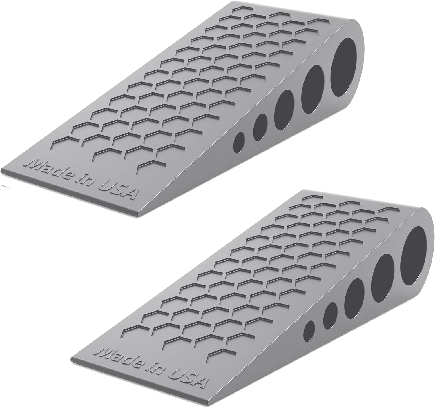 Door Stoppers for Bottom of Door Premium Floor Rubber Door Stop Wedge Made in USA Heavy Duty Honeycomb Design for Carpet, Tile, Ideal for Home, School, Commercial, Gray 2-Pack