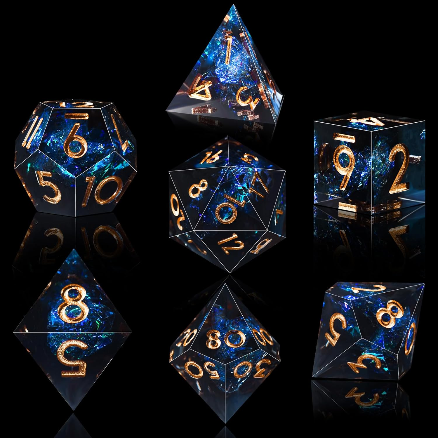 AUSTOR 7-Die DND Dice Set Handmade Sharp Edge Polyhedral Dice for Dungeons an... - Picture 21 of 29