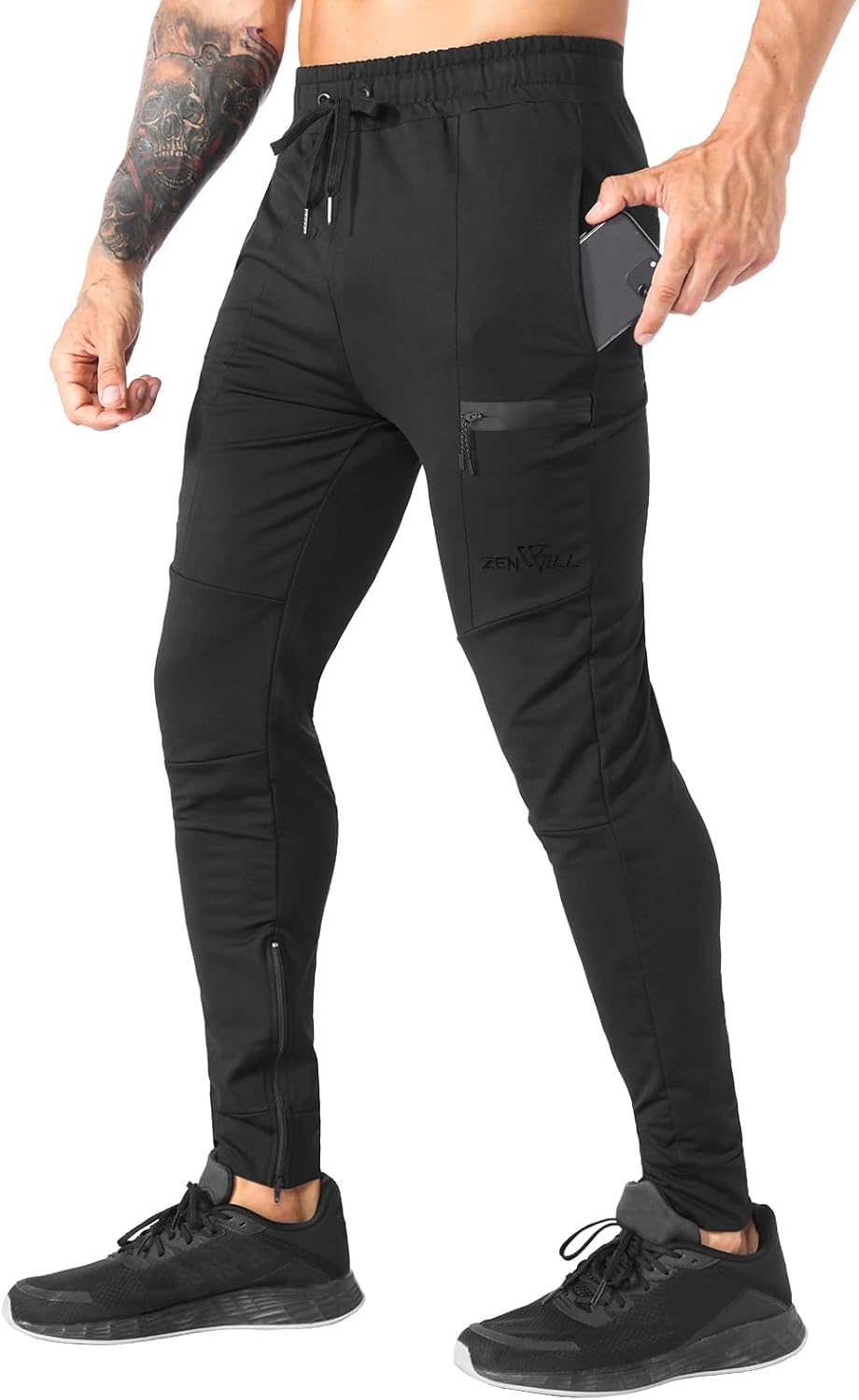 ZENWILL Mens Zip Gym Joggers Track Pants,Men's Casual Workout Sweatpants with... - Picture 2 of 16