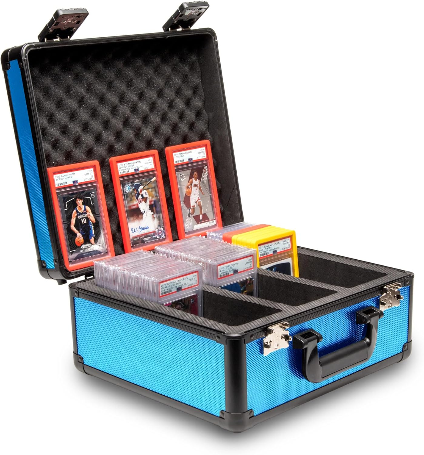 SLAB ARMOR 3 Row Graded Card Storage Box PSA Card Slab Case for Graded Cards Hold 120+ Slabs Graded Card Case PSA Graded Card Storage Sports Baseball Card Collector Gifts (ROYAL BLUE)